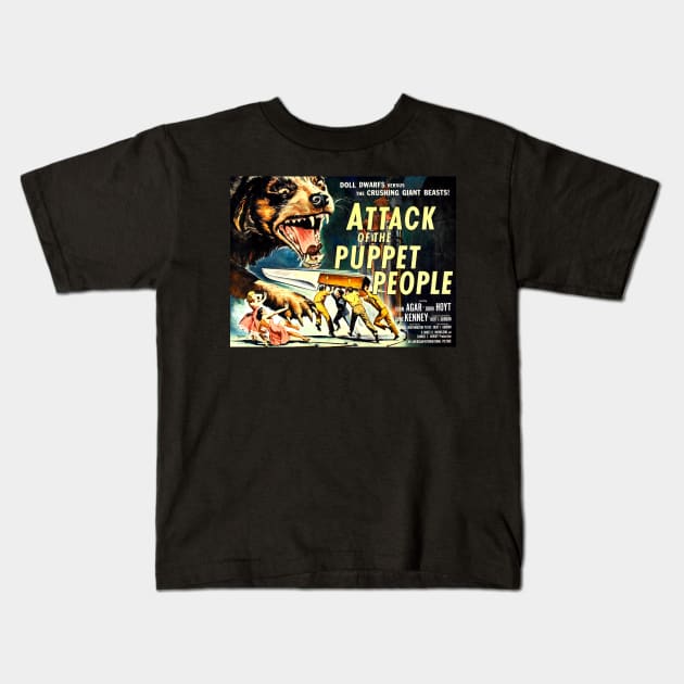 Classic Science Fiction Lobby Card - Attack of the Puppet People Kids T-Shirt by Starbase79